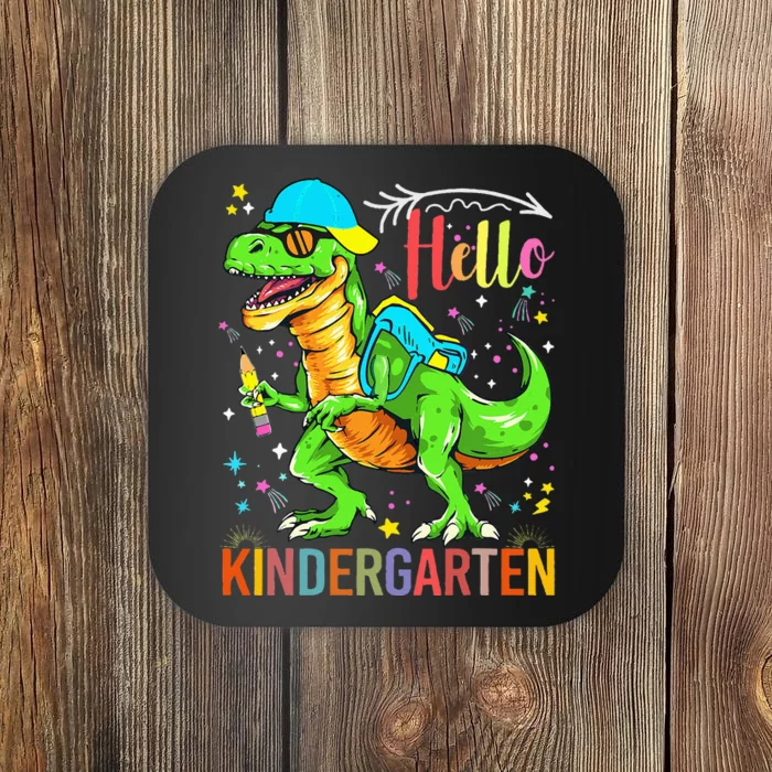 Hello Kindergarten Back To School Dinosaur Design. Coaster