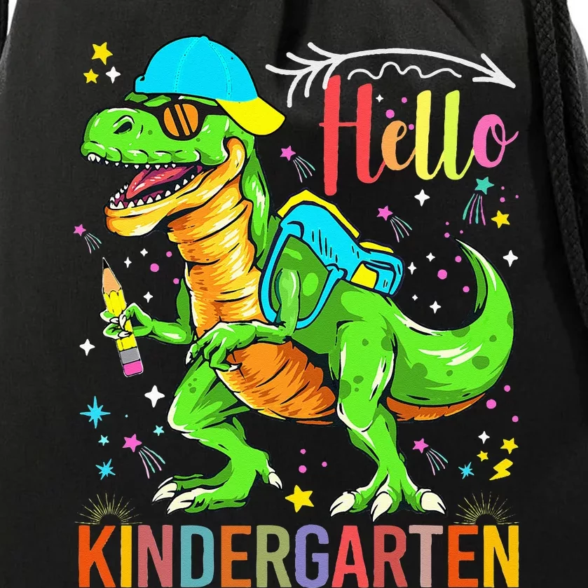 Hello Kindergarten Back To School Dinosaur Design. Drawstring Bag