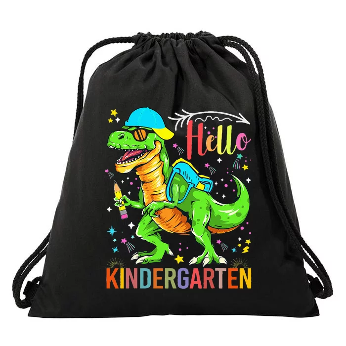 Hello Kindergarten Back To School Dinosaur Design. Drawstring Bag