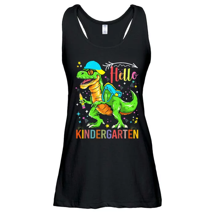 Hello Kindergarten Back To School Dinosaur Design. Ladies Essential Flowy Tank