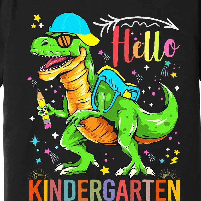 Hello Kindergarten Back To School Dinosaur Design. Premium T-Shirt