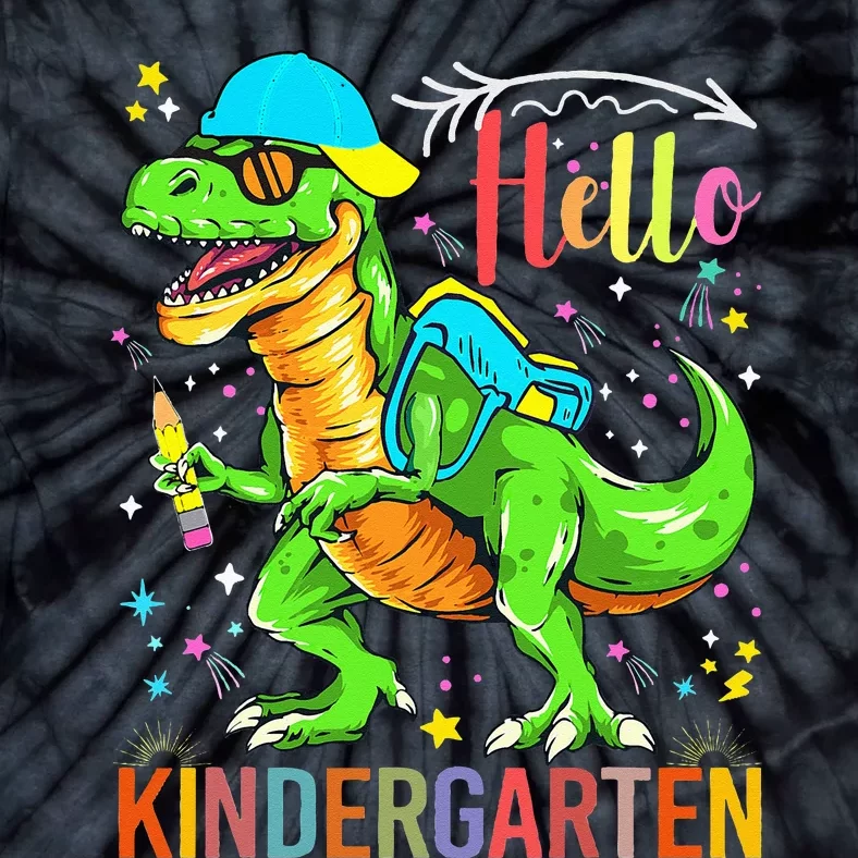 Hello Kindergarten Back To School Dinosaur Design. Tie-Dye T-Shirt