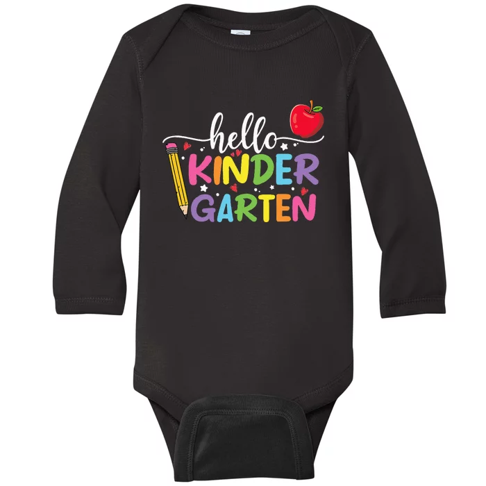 Hello Kindergarten Back to School Teacher Baby Long Sleeve Bodysuit