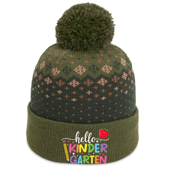 Hello Kindergarten Back to School Teacher The Baniff Cuffed Pom Beanie