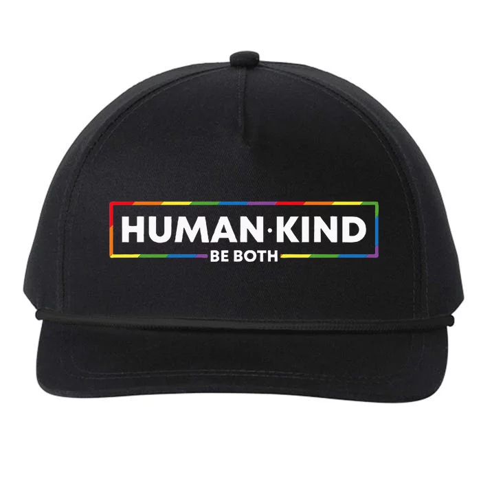 Human Kind Be Both Lgbtq Ally Pride Rainbow Positive Message Snapback Five-Panel Rope Hat