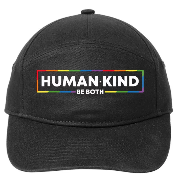 Human Kind Be Both Ally Pride Rainbow Positive Message 7-Panel Snapback Hat