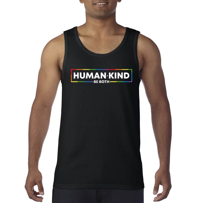 Human Kind Be Both Ally Pride Rainbow Positive Message Tank Top