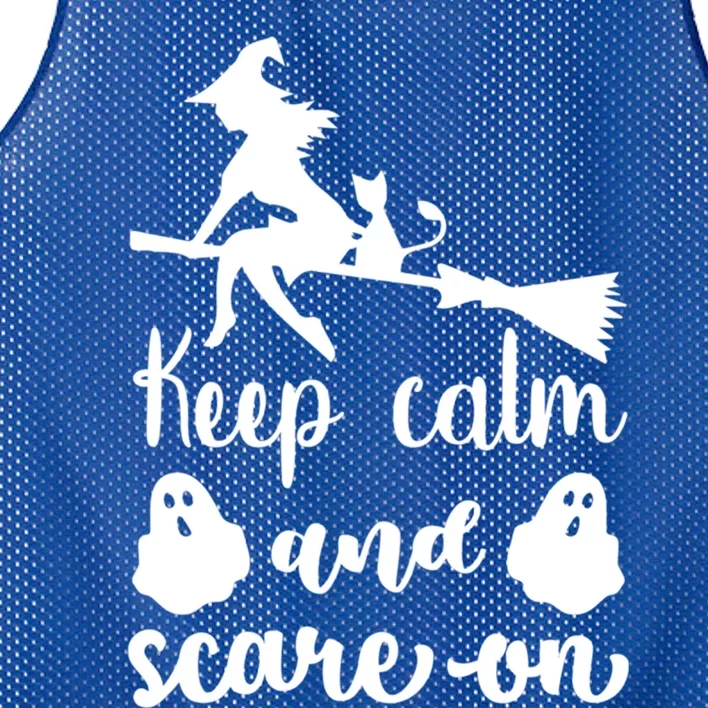 Halloween Keep Calm And Scare On Witch Great Gift Mesh Reversible Basketball Jersey Tank