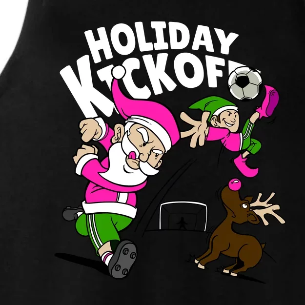 Holiday Kickoff Christmas Santa Elf Reindeer Funny Soccer Ladies Tri-Blend Wicking Tank