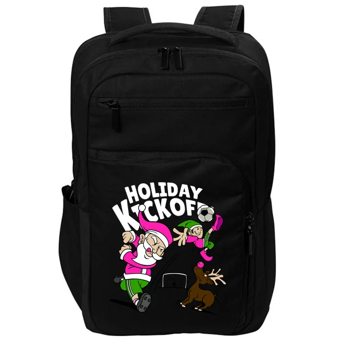 Holiday Kickoff Christmas Santa Elf Reindeer Funny Soccer Impact Tech Backpack