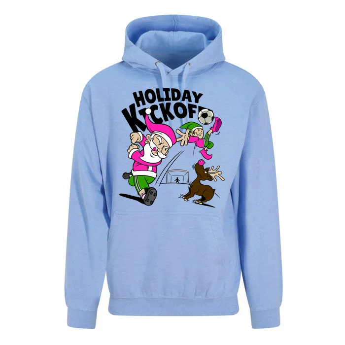 Holiday Kickoff Christmas Santa Elf Reindeer Funny Soccer Unisex Surf Hoodie