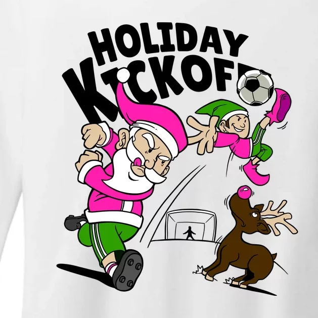 Holiday Kickoff Christmas Santa Elf Reindeer Funny Soccer Womens CVC Long Sleeve Shirt