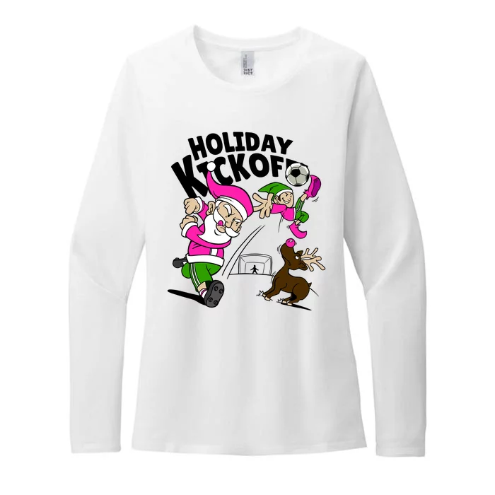 Holiday Kickoff Christmas Santa Elf Reindeer Funny Soccer Womens CVC Long Sleeve Shirt