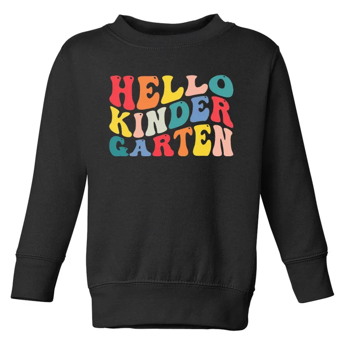 hello kindergarten crew teacher Back To School Retro Vintage Toddler Sweatshirt