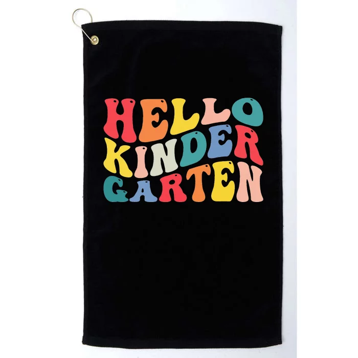 hello kindergarten crew teacher Back To School Retro Vintage Platinum Collection Golf Towel