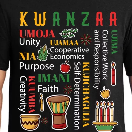 Happy Kwanzaa Drum Kinara Seven Candles Africa Celebration Pajama Set