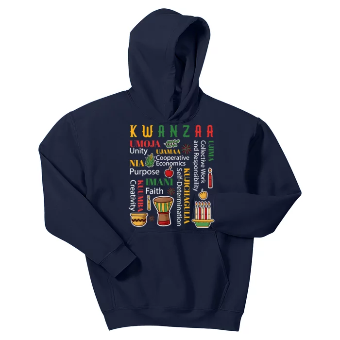 Happy Kwanzaa Drum Kinara Seven Candles Africa Celebration Kids Hoodie