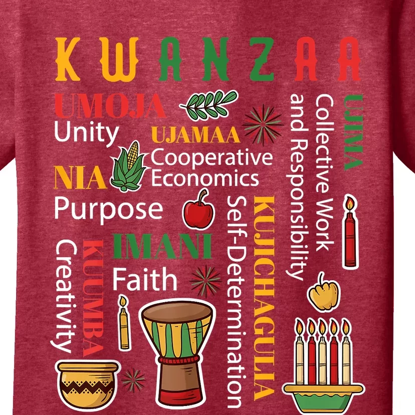 Happy Kwanzaa Drum Kinara Seven Candles Africa Celebration T-Shirt