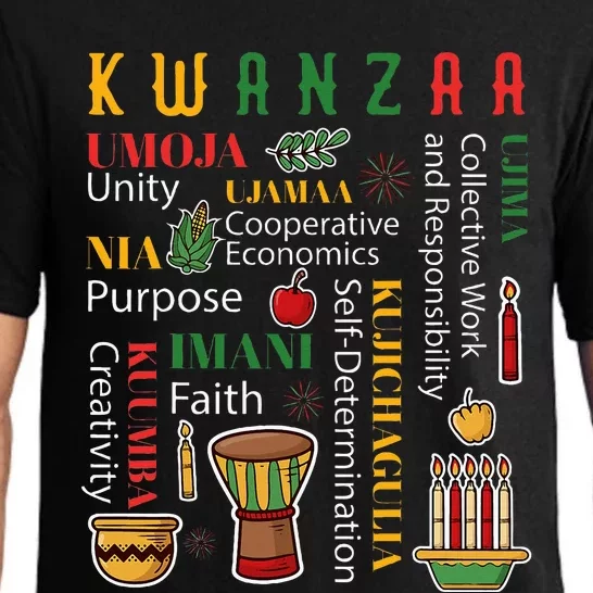 Happy Kwanzaa Drum Kinara Seven Candles Africa Celebration Pajama Set