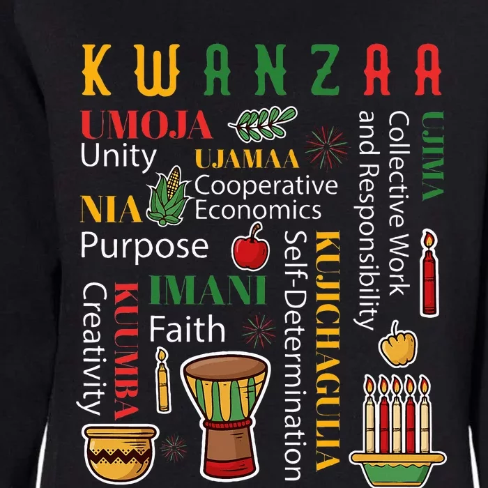 Happy Kwanzaa Drum Kinara Seven Candles Africa Celebration Womens California Wash Sweatshirt