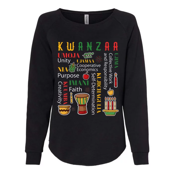 Happy Kwanzaa Drum Kinara Seven Candles Africa Celebration Womens California Wash Sweatshirt