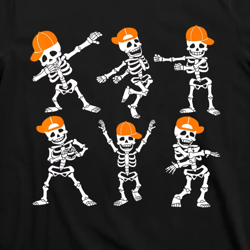 Halloween Kids Dancing Skeleton Cap T-Shirt