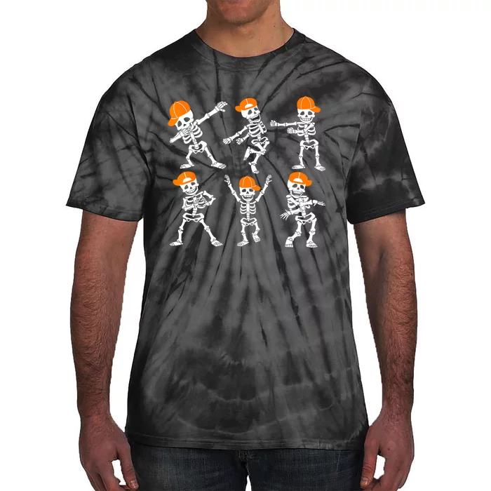 Halloween Kids Dancing Skeleton Cap Tie-Dye T-Shirt