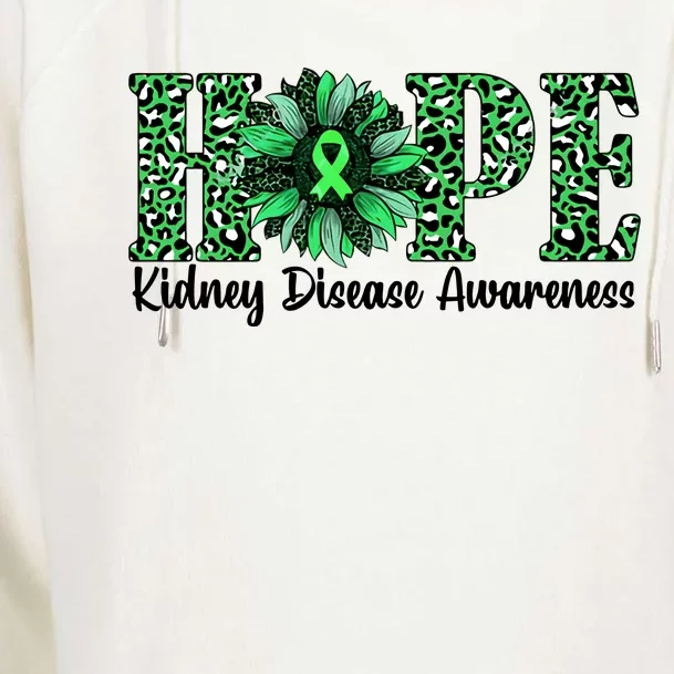 Hope Kidney Disease Awareness Leopard Sunflower Green Ribbons Healthier Womens Funnel Neck Pullover Hood