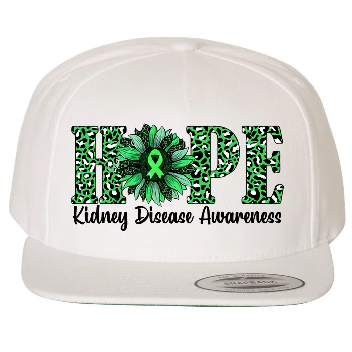 Hope Kidney Disease Awareness Leopard Sunflower Green Ribbons Healthier Wool Snapback Cap