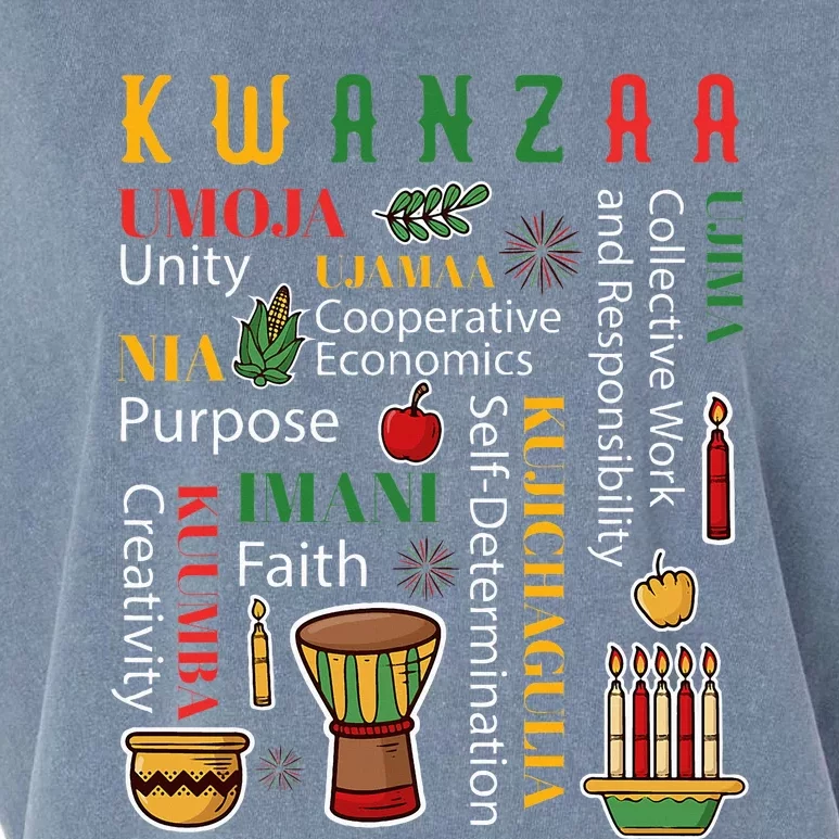 Happy Kwanzaa Drum Kinara Seven Candles Africa Celebration Garment-Dyed Women's Muscle Tee