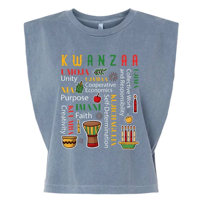 Happy Kwanzaa Drum Kinara Seven Candles Africa Celebration Garment-Dyed Women's Muscle Tee