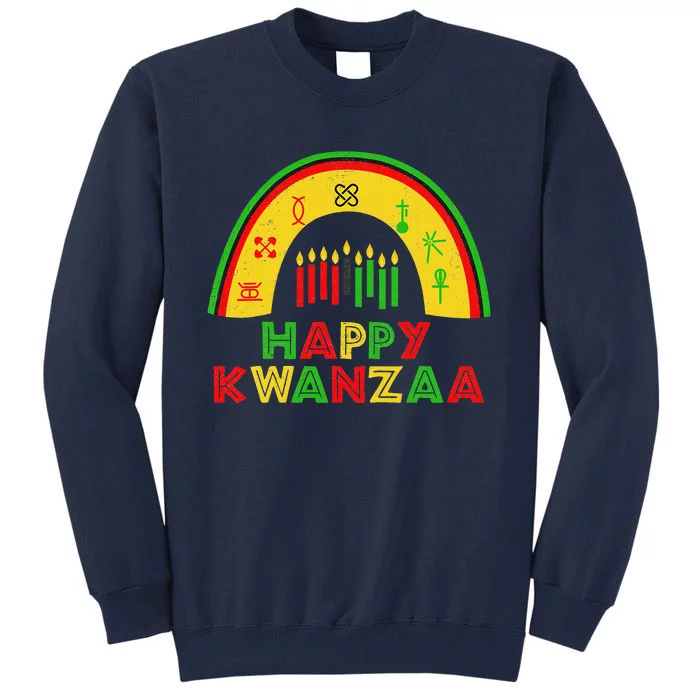 Happy Kwanzaa Decorations Rainbow 7 Seven Principles Kinara Tall Sweatshirt