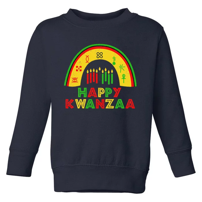 Happy Kwanzaa Decorations Rainbow 7 Seven Principles Kinara Toddler Sweatshirt