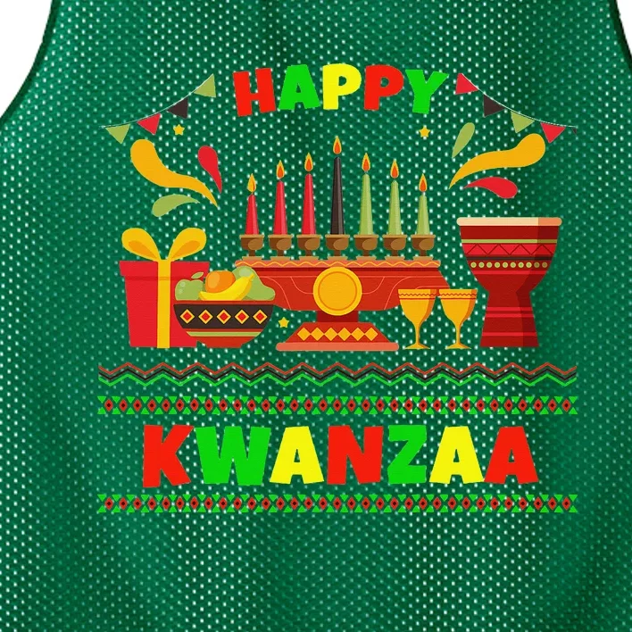 Happy Kwanzaa Drum Kinara Seven Candles Africa Celebration Mesh Reversible Basketball Jersey Tank