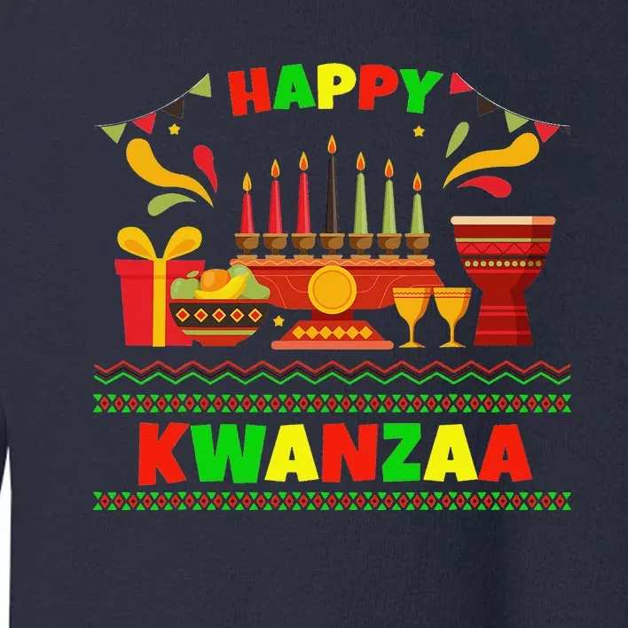 Happy Kwanzaa Drum Kinara Seven Candles Africa Celebration Toddler Sweatshirt