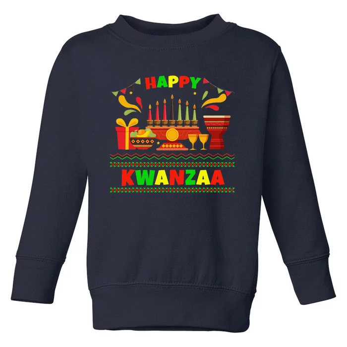 Happy Kwanzaa Drum Kinara Seven Candles Africa Celebration Toddler Sweatshirt