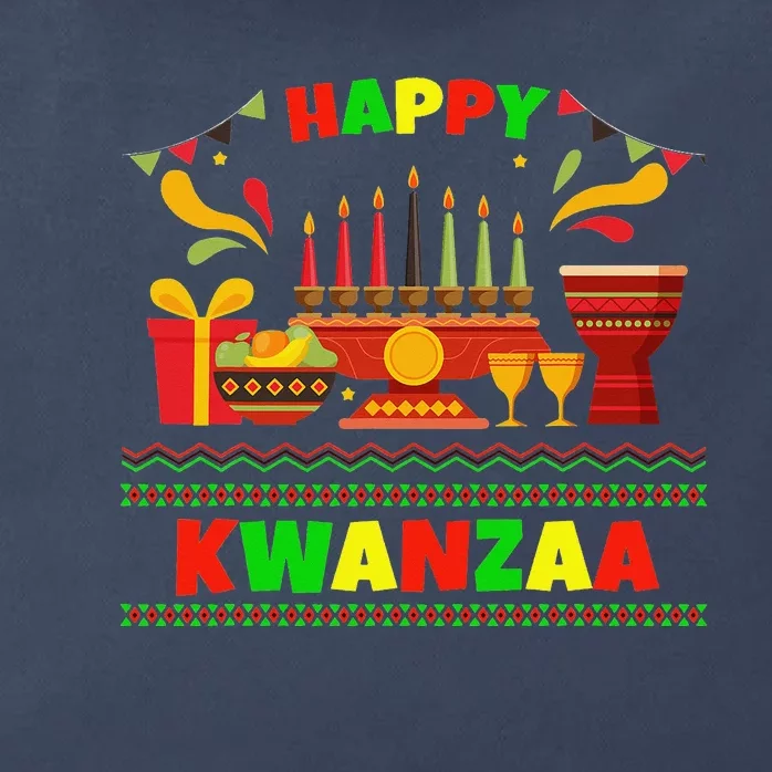 Happy Kwanzaa Drum Kinara Seven Candles Africa Celebration Zip Tote Bag