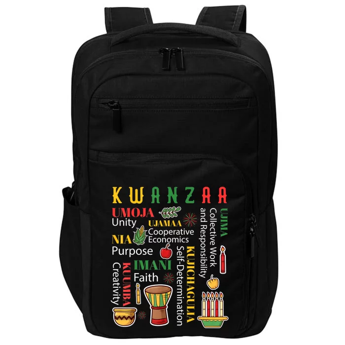 Happy Kwanzaa Drum Kinara Seven Candles Africa Celebration Impact Tech Backpack