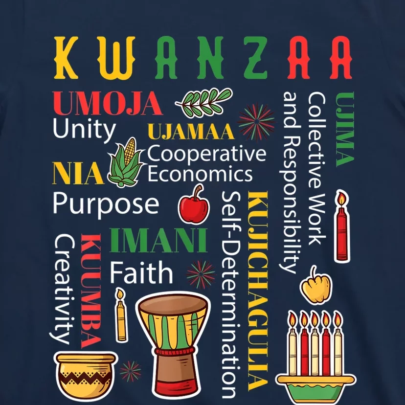 Happy Kwanzaa Drum Kinara Seven Candles Africa Celebration T-Shirt