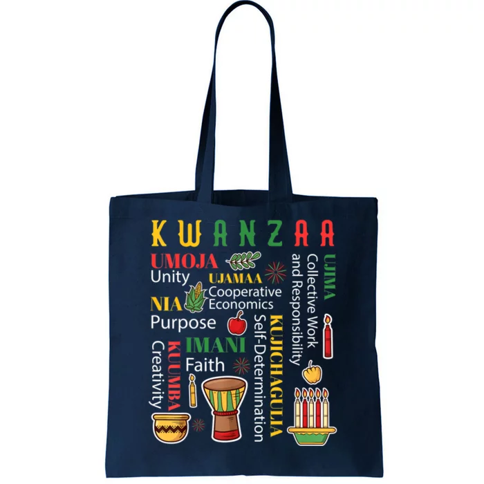 Happy Kwanzaa Drum Kinara Seven Candles Africa Celebration Tote Bag