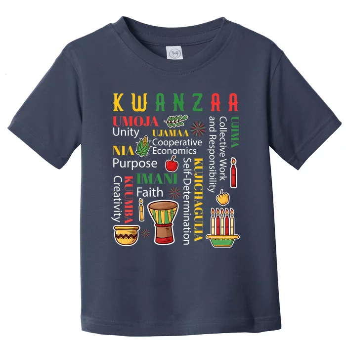 Happy Kwanzaa Drum Kinara Seven Candles Africa Celebration Toddler T-Shirt