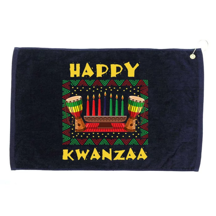 Happy Kwanzaa Drum Kinara Seven Candles Africa Celebration Grommeted Golf Towel