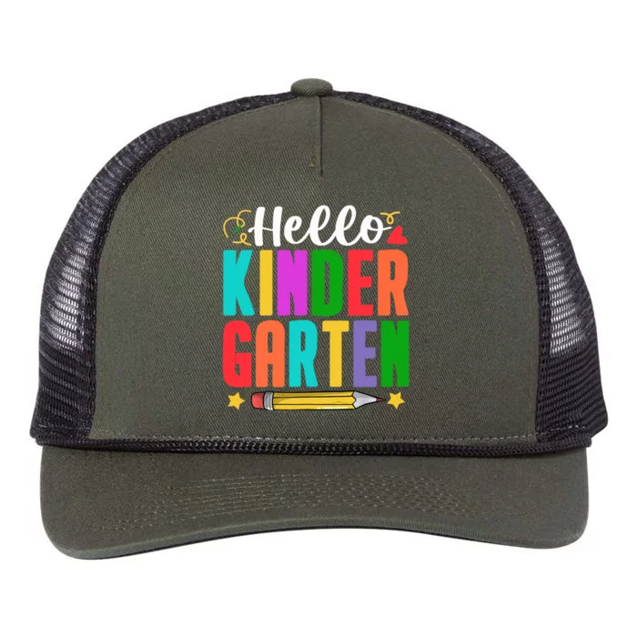 Hello Kindergarten First Day Of School Teachers Students Retro Rope Trucker Hat Cap