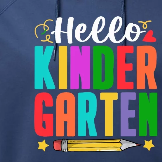 Hello Kindergarten First Day Of School Teachers Students Performance Fleece Hoodie