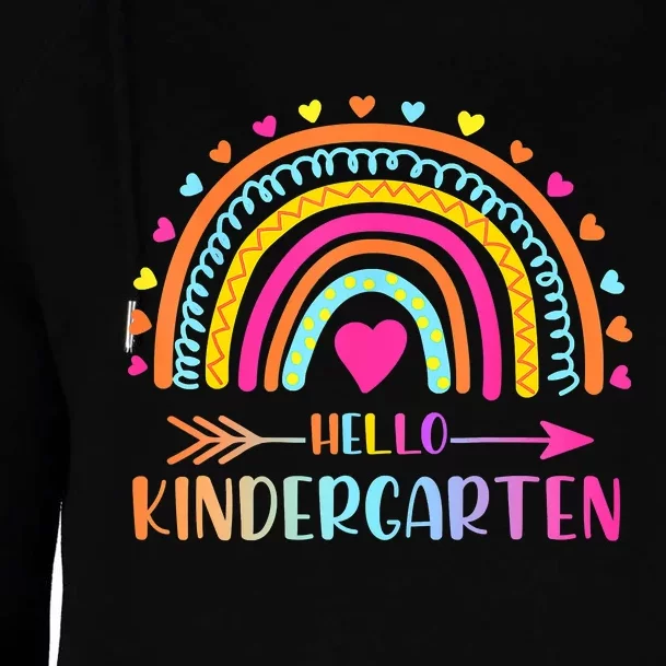 Hello Kindergarten Funny Rainbow Womens Funnel Neck Pullover Hood