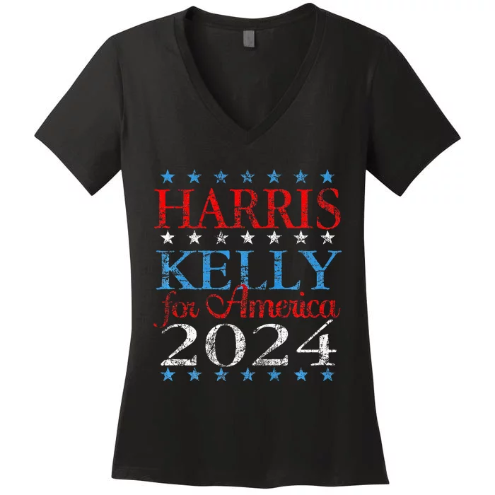 Harris Kelly For America 2024 Kamala Harris Mark Kelly Women's V-Neck T-Shirt