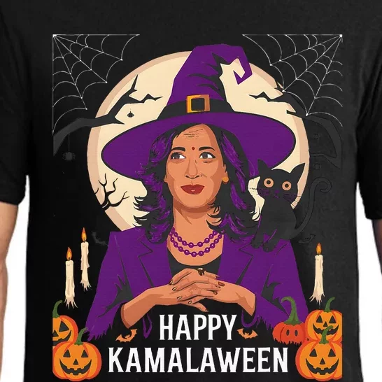 Happy Kamalaween Funny Halloween Kamala Harris Witchy Cat Pajama Set