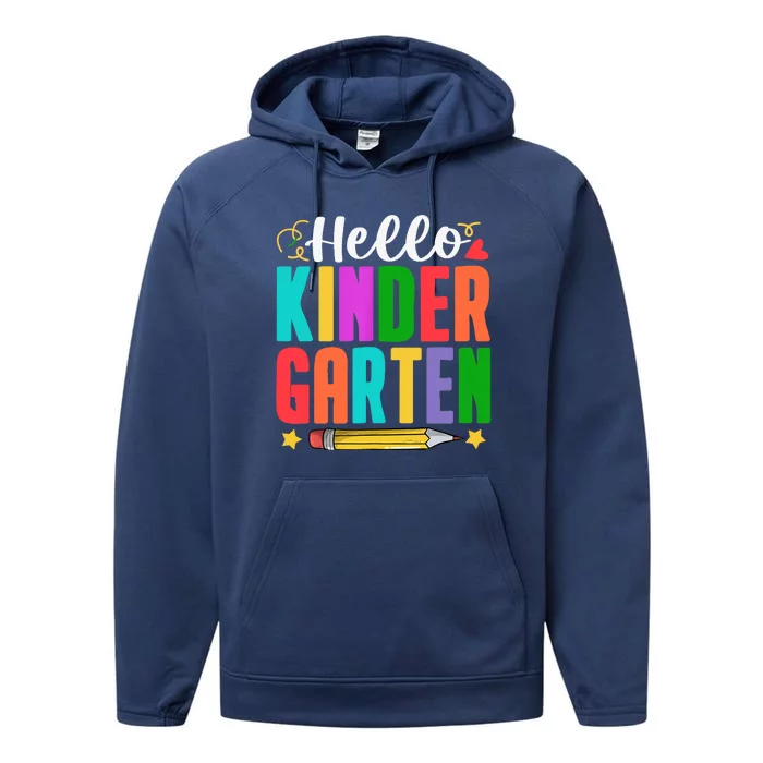 Hello Kindergarten First Day Of School Teachers Students Performance Fleece Hoodie