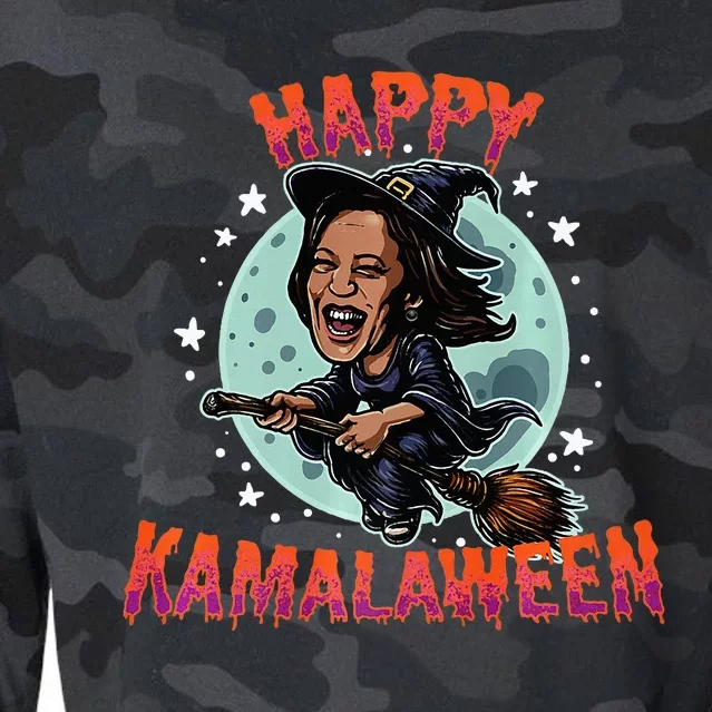 Happy Kamalaween Funny Kamala Harris 2024 Halloween Witch Cropped Pullover Crew