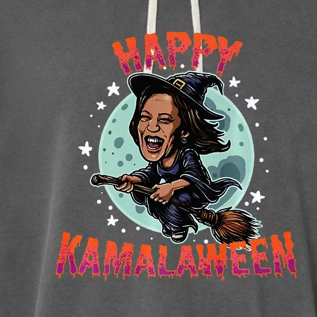 Happy Kamalaween Funny Kamala Harris 2024 Halloween Witch Garment-Dyed Fleece Hoodie